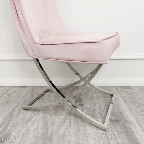 4 x Chrome Blush XLeg Chairs in Pink