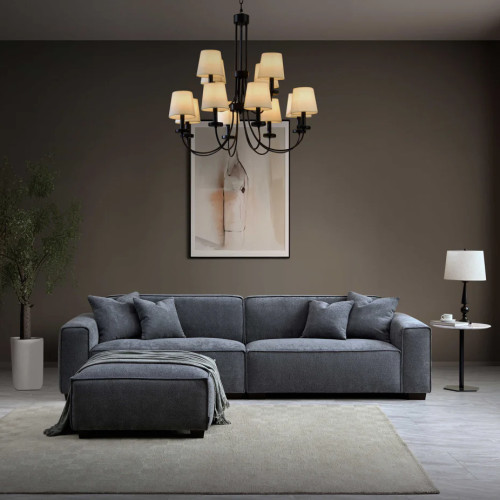 Bellano Torino 4 seater with Chaise in Charcoal Boucle