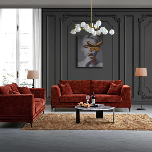 Bellano Valente Sofa Range in Rust Velvet