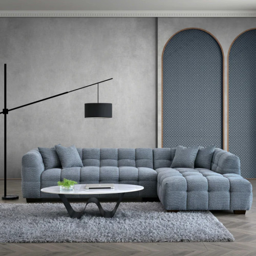 Bellano Tribeca Corner Group in Iron Boucle Fabric